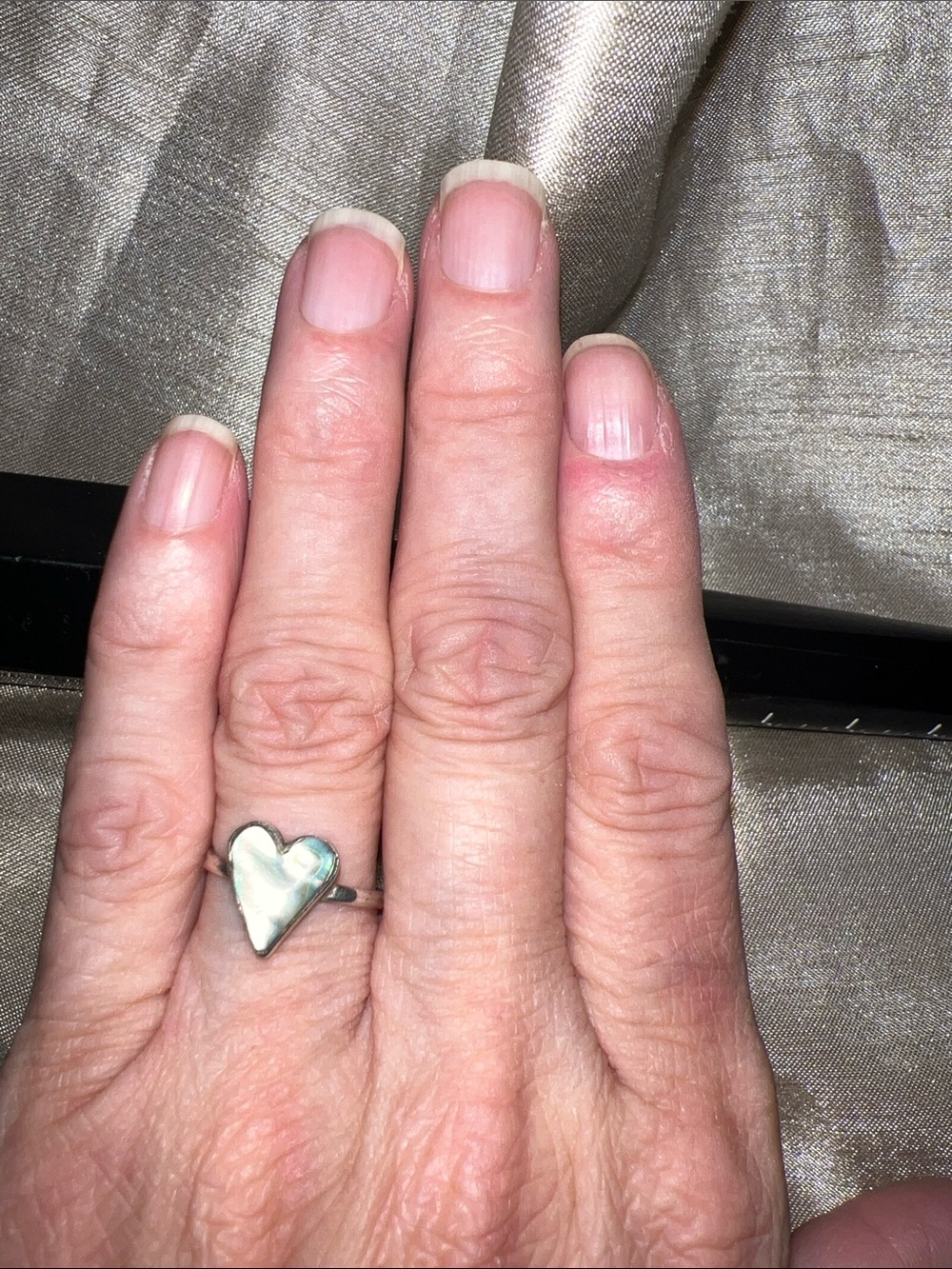 Sterling silver abalone heart ring